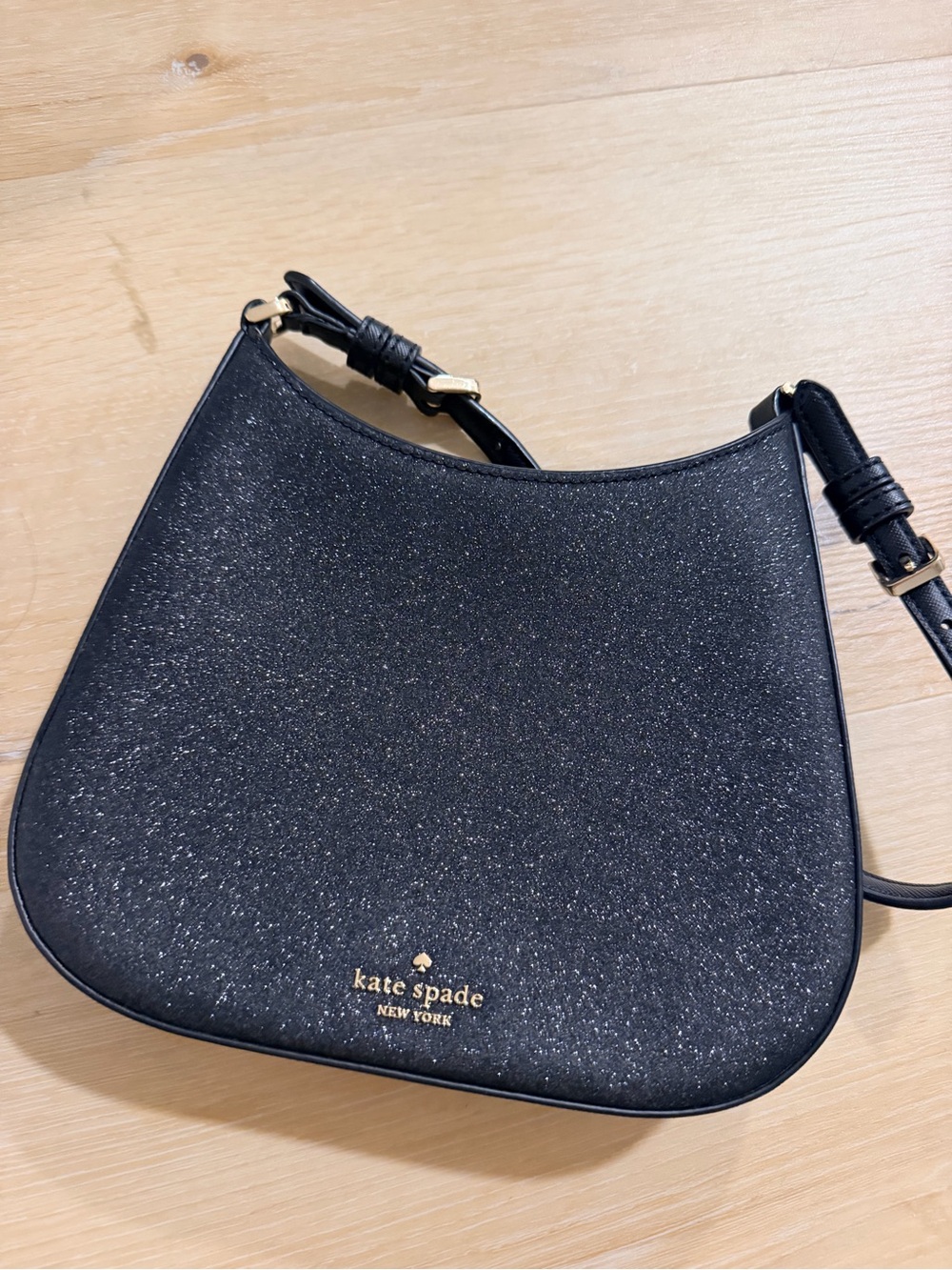 kate spade Black Glitter Crossbody Saddle Bag